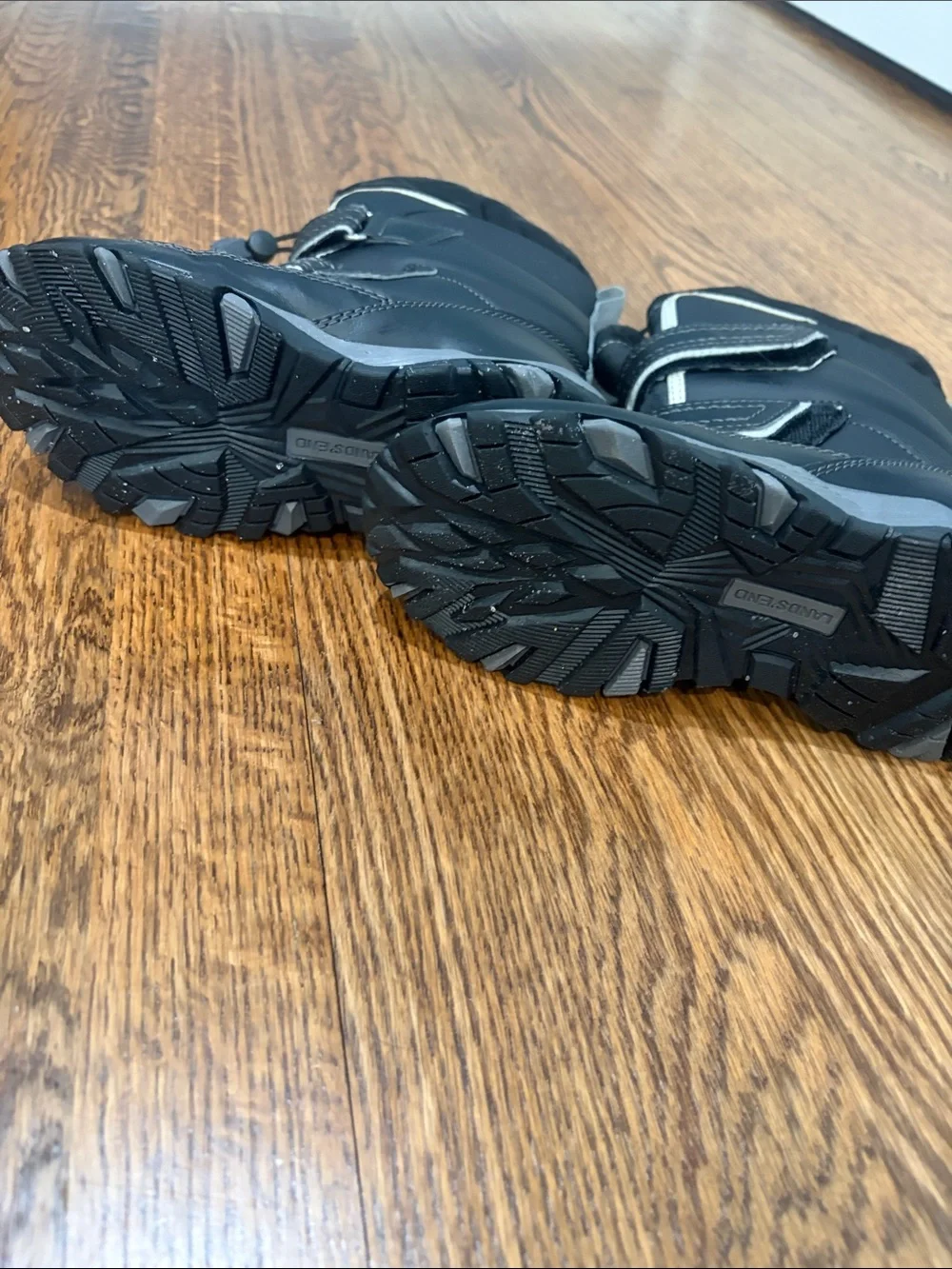 Lands' End Black Kids Snow Boots with Reflective Trim